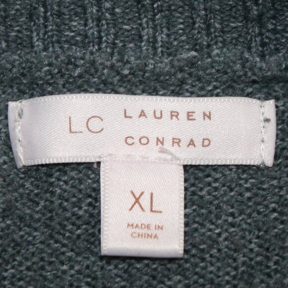 LC LAUREN CONRAD Cardigan Ruffled Front Feminine Sweater Slate Gray Grey X-Large - Picture 5 of 12